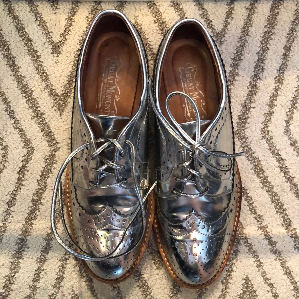 Jeffrey Campbell silver oxford wingtip shoes